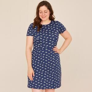 Boden Blue Horse Print Dress Women’s 10 Short Sleeve Fit & Flare
